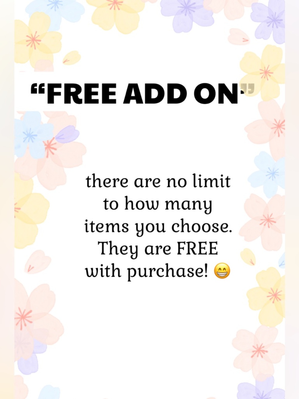FREE ADD ON info.